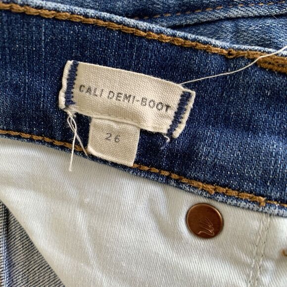 Madewell Jeans Cali Demi-Boot 26 Destructed-Hem Crop Flare Distressed Boho - Picture 3 of 13